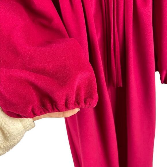 Vintage 80s Oscar De La Renta Fleece Rococo Robe Lace Trim Balloon Sleeves Small - Picture 3 of 15